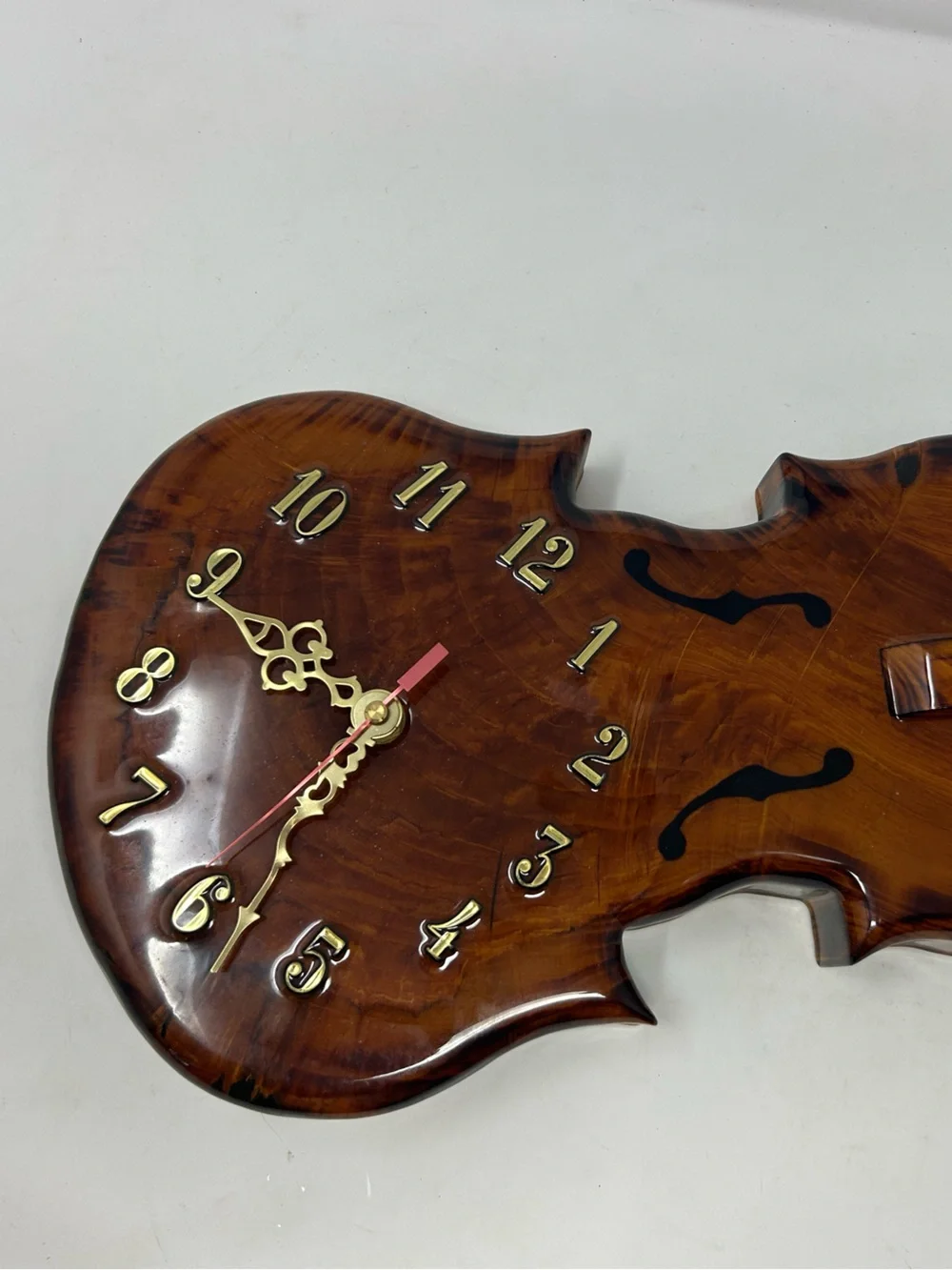 Cypress Wood Clock Violin Vintage and Unique 1985